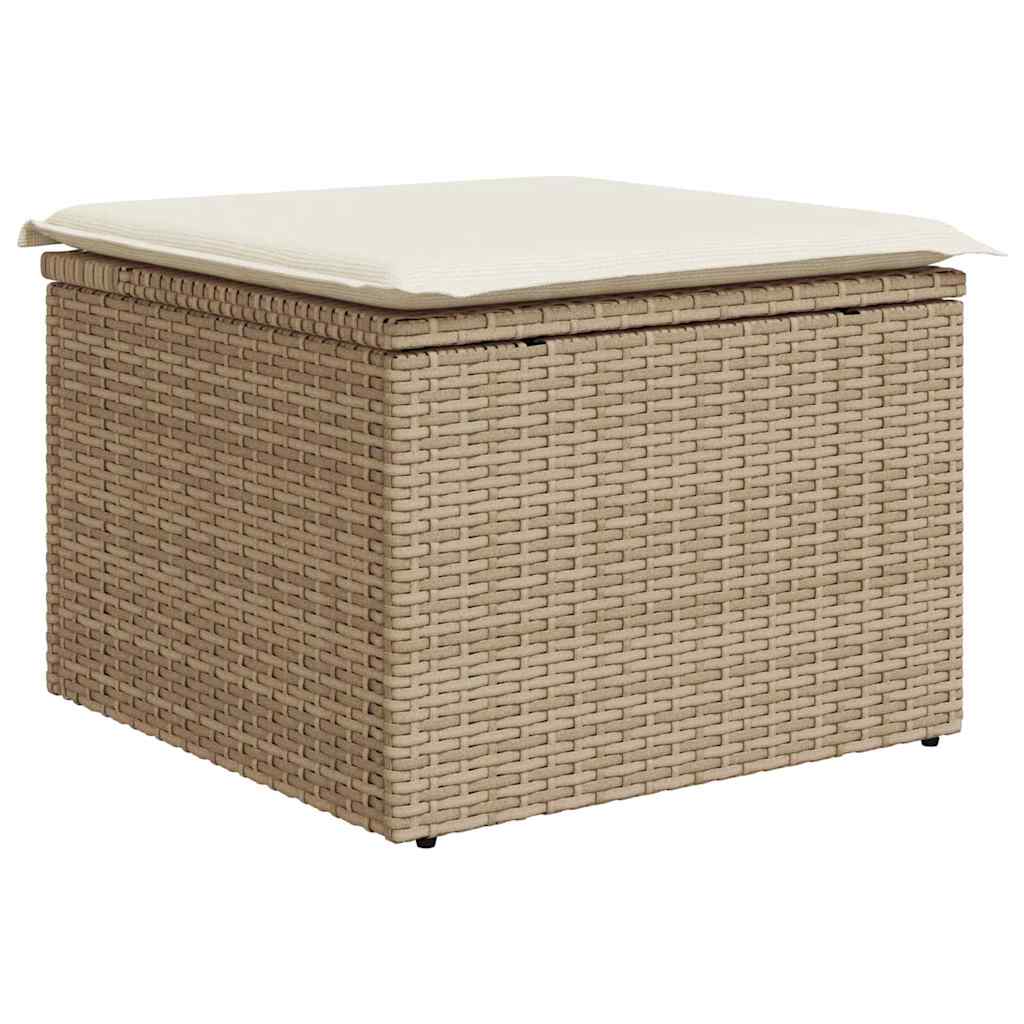 Garten-Sofa-Set mit Speicher 6 pcs Beige Poly Rattan